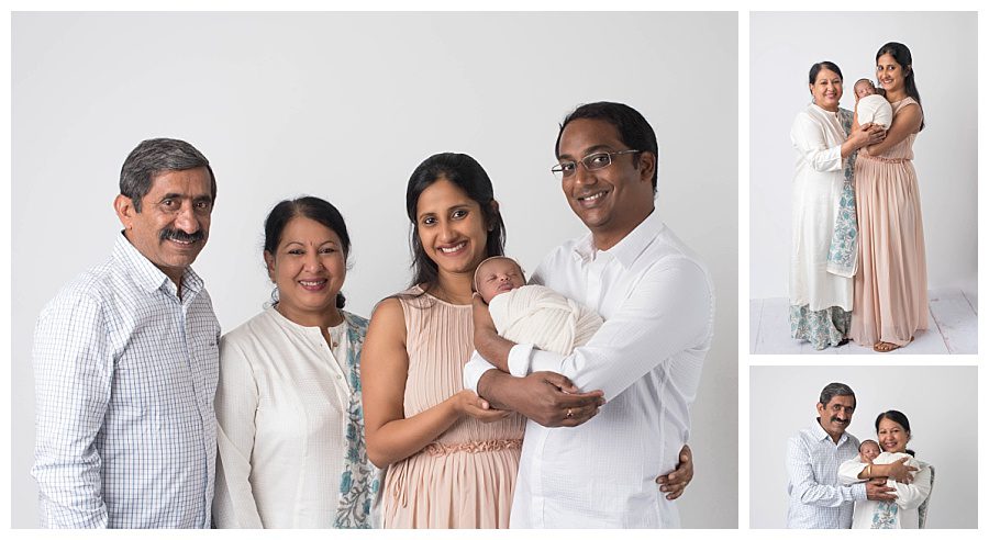 traditional Indian dress in family newborn pictures