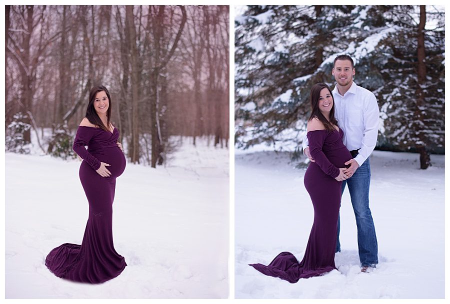 sunset snowy maternity photo sessions