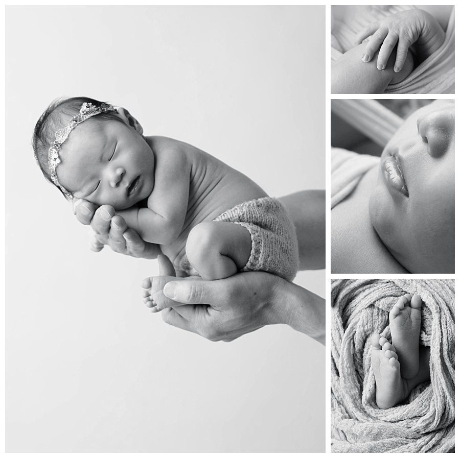 newborn detail shots in black and white