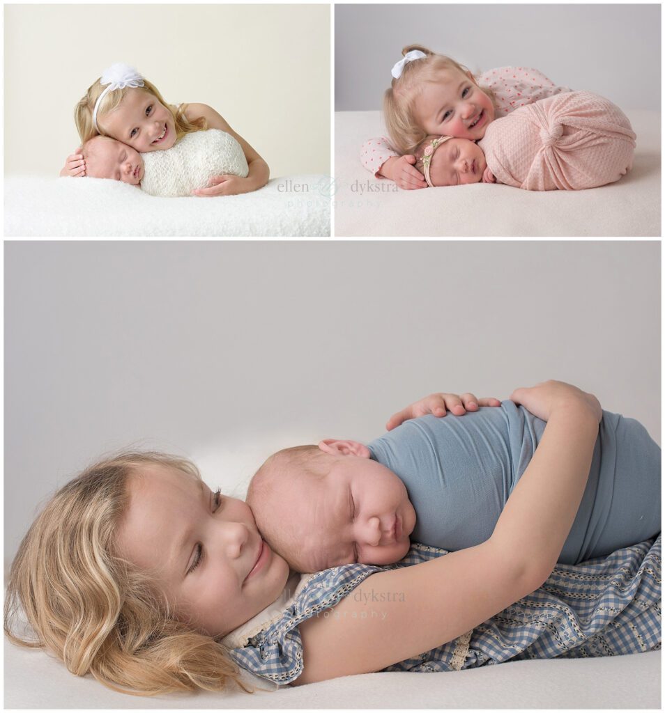 new baby and sibling poses on a beanbag