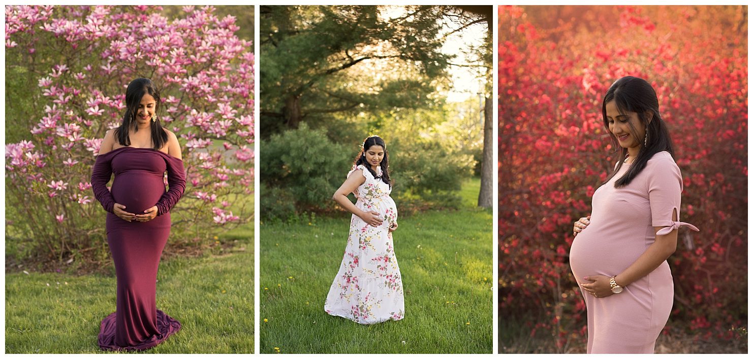 Spring location for maternity photos with flowering trees- Leila Arboretum